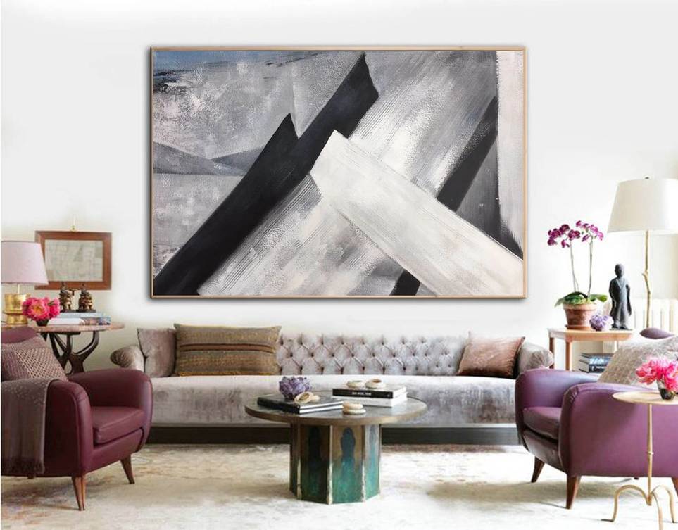 Black Oversized Canvas Painting Abstract Canvas Artwork XN2VS wall art